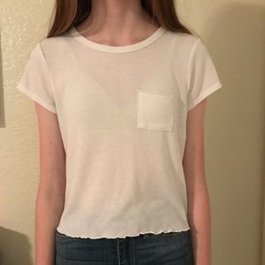 white lettuce edge pocketed tee